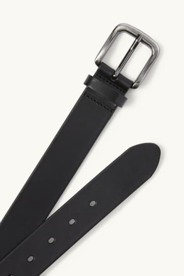 Men - Leather belt - black