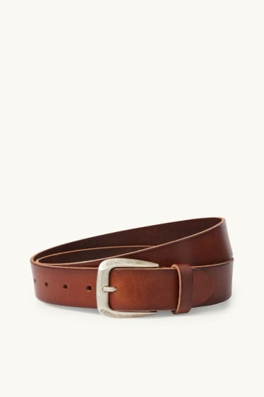 Hommes - Ceinture en cuir - marron foncé
