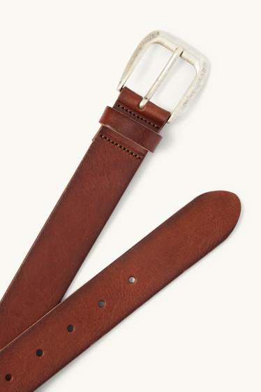 Hommes - Ceinture en cuir - marron foncé