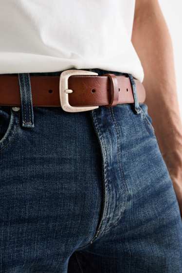 Hommes - Ceinture en cuir - marron foncé