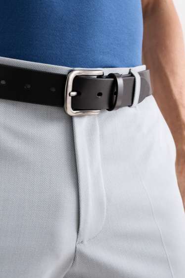 Men - Leather belt - black