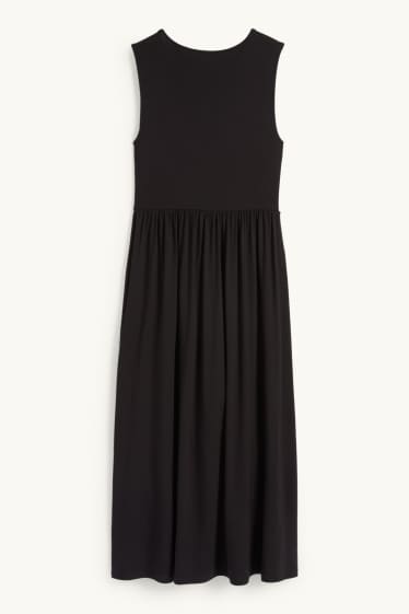 Damen - Basic-Viskose-Kleid - schwarz