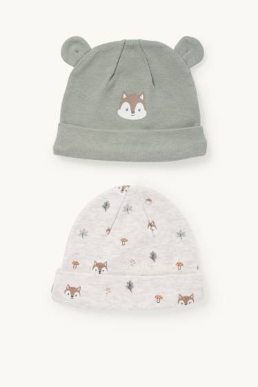Unisex - Set van 2 - eekhoorn - babymuts - groen / beige