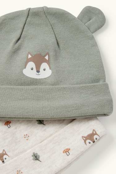 Unisex - Set van 2 - eekhoorn - babymuts - groen / beige