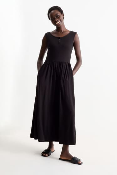 Damen - Basic-Viskose-Kleid - schwarz