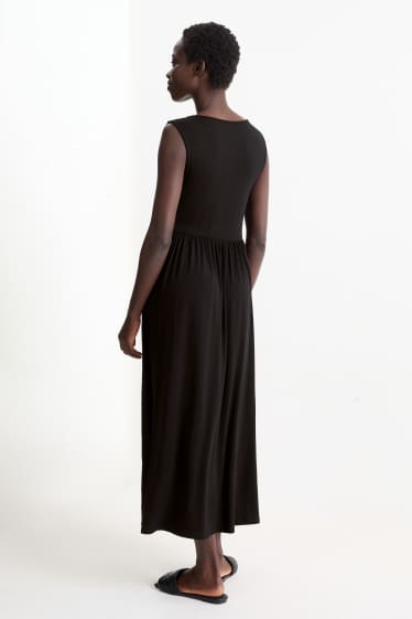 Damen - Basic-Viskose-Kleid - schwarz