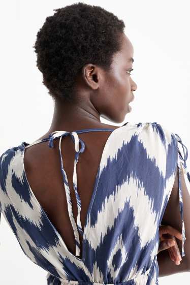 Women - A-line dress - patterned - blue