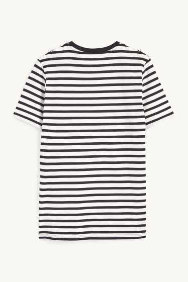 Men - T-shirt - regular fit - striped - dark blue / creme white