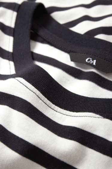 Men - T-shirt - regular fit - striped - dark blue / creme white