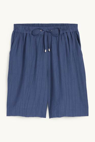 Women - Bermuda shorts - high waist - dark blue
