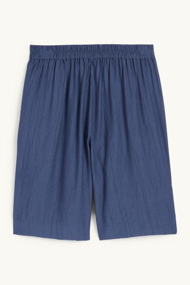 Women - Bermuda shorts - high waist - dark blue