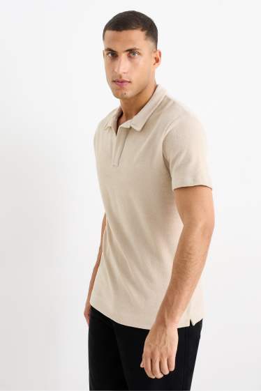 Hommes - Polo en éponge - beige