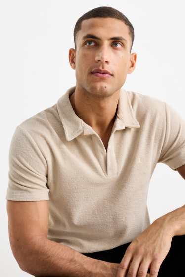 Hommes - Polo en éponge - beige
