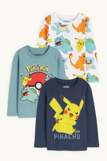 Copii - Băieți - Multipack 3 buc. - Pokémon - tricou cu mânecă lungă - albastru închis