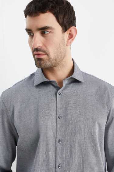 Home - Camisa formal - regular fit - cutaway - fàcil de planxar - gris