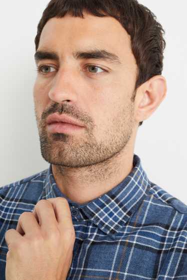 Home - Camisa de franel·la - regular fit - Kent - de quadres - blau fosc