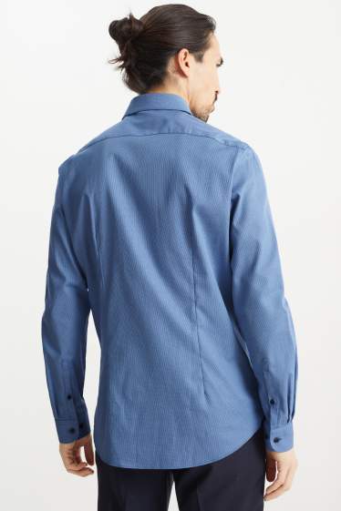 Men - Business košile - slim fit - kent - snadné žehlení - se vzorem - blue