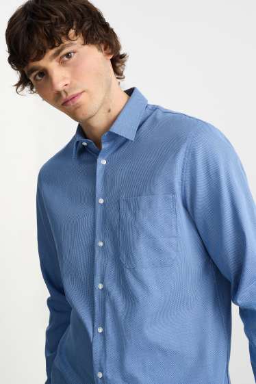 Hombre - Camisa de oficina - regular fit - kent - de planchado fácil - estampada - azul