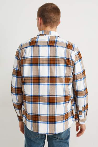 Herren - Flanellhemd - Regular Fit - Kent - kariert - braun