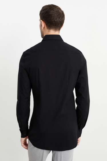 Men - Business shirt - slim fit - kent collar - easy-iron - black