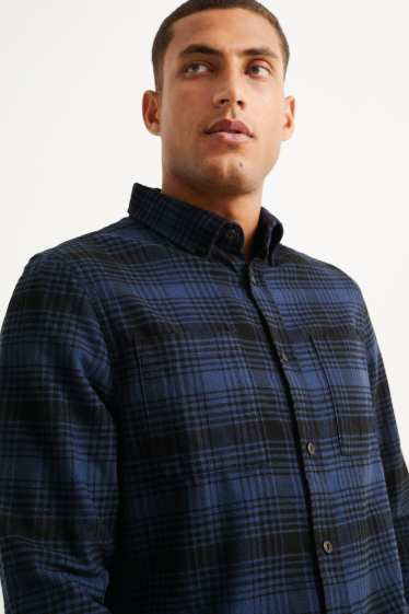 Herren - Hemd - Regular Fit - Button-down - kariert - dunkelblau