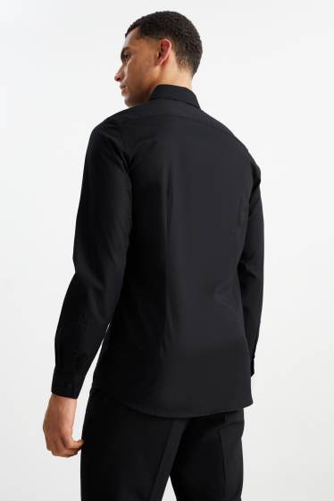 Uomo - Camicia business - body fit - cutaway - LYCRA® - nero