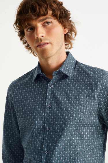 Men - Business shirt - slim fit - kent collar - petrol