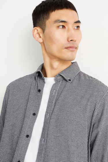 Home - Camisa - regular fit - button-down - de quadres - negre/blanc