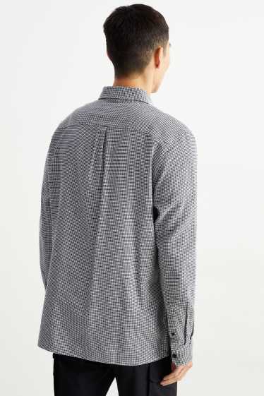 Home - Camisa - regular fit - button-down - de quadres - negre/blanc