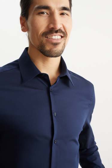 Herren - Businesshemd - Slim Fit - Kent - bügelleicht - dunkelblau