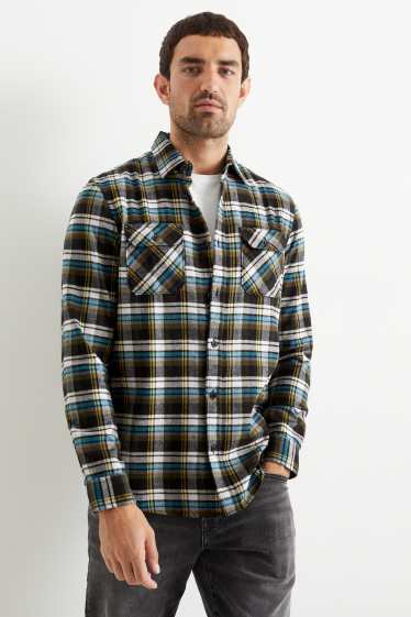 Home - Camisa de franel·la - regular fit - Kent - de quadres - verd