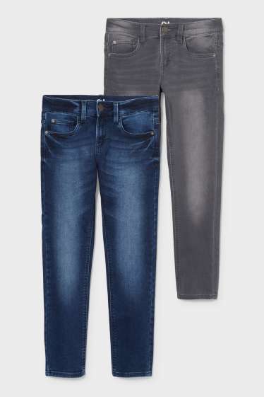 Děti - chlapci - Rozšířené velikosti - multipack 2 ks - slim jeans - jog denim - džíny - tmavošedé