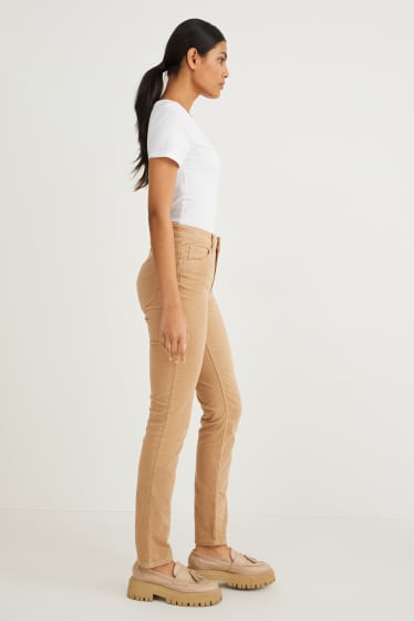 Dames - Corduroy broek - high waist - straight fit - lichtbruin