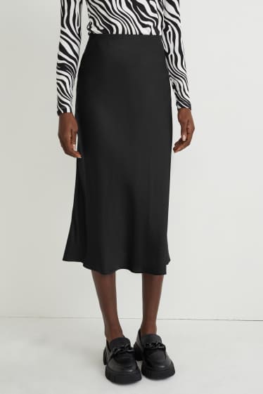 Damen - Satin-Rock - schwarz