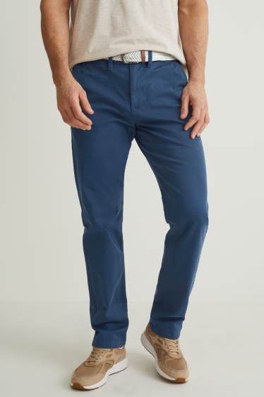 Men - Chinos with belt - regular fit - dark blue
