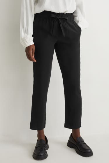 Kobiety - Spodnie materiałowe - wysoki stan - regular fit - czarny