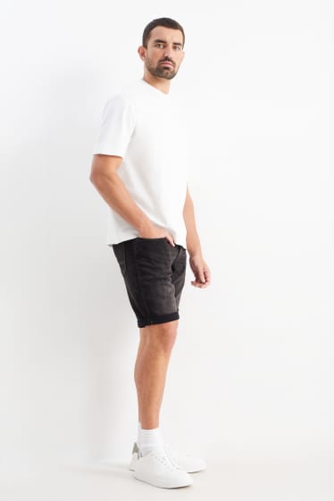 Pánské - Džínové šortky - Flex jog denim - LYCRA® - černá