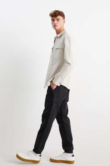 Men - Cargo trousers - tapered fit - black
