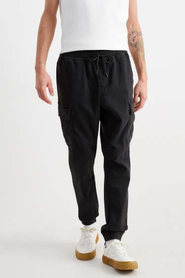 Men - Cargo trousers - tapered fit - black