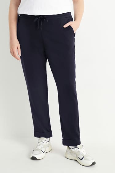 Women - Cloth trousers - mid-rise waist - tapered fit - dark blue