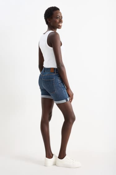 Women - Denim shorts - mid-rise waist - LYCRA® - denim-dark blue