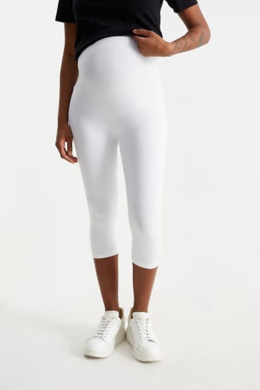 Damen - Multipack 2er - Umstands-Capri-Leggings - schwarz / weiß