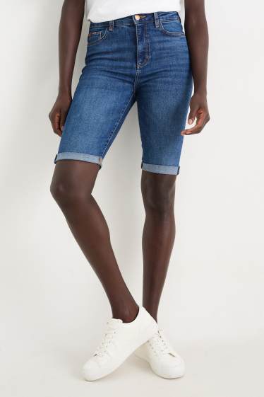 Damen - Jeans-Bermudas - Mid Waist - LYCRA® - jeansblau