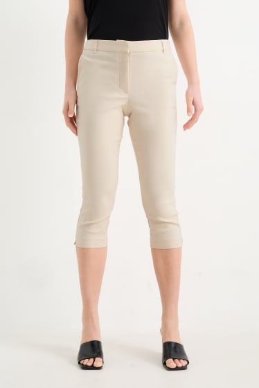 Dámské - Capri kalhoty - mid waist - slim fit - světle béžová