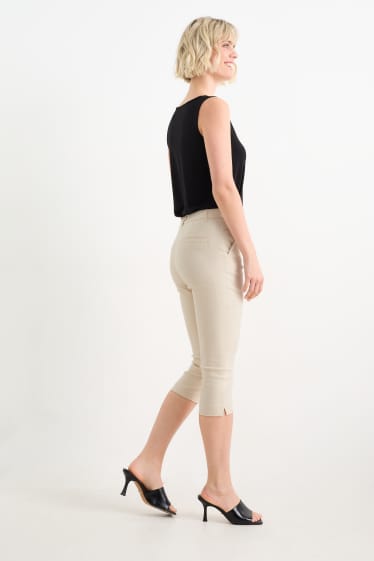 Dámské - Capri kalhoty - mid waist - slim fit - světle béžová