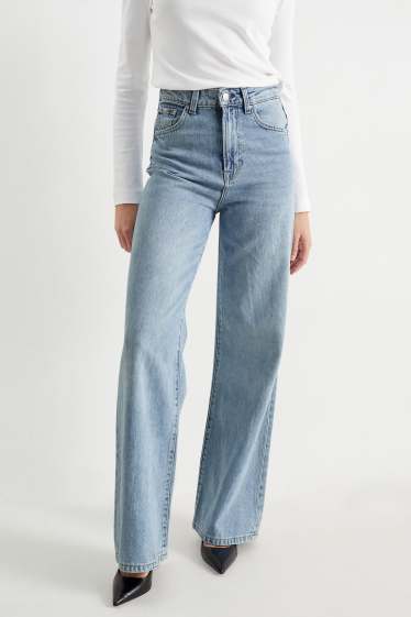Dames - Wide leg jeans - high waist - jeanslichtblauw