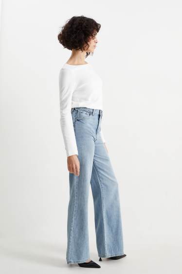 Dames - Wide leg jeans - high waist - jeanslichtblauw