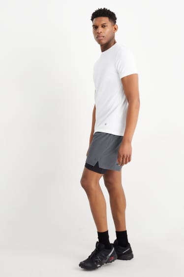 Herren - Funktions-Shorts - 4 Way Stretch - 2-in-1-Look - grau