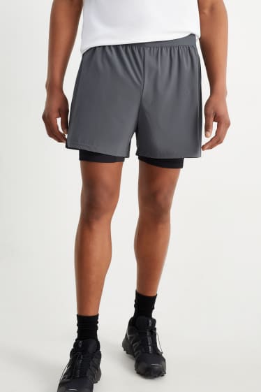 Herren - Funktions-Shorts - 4 Way Stretch - 2-in-1-Look - grau
