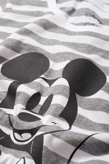 Damen - Nachthemd - Micky Maus - gestreift - grau
